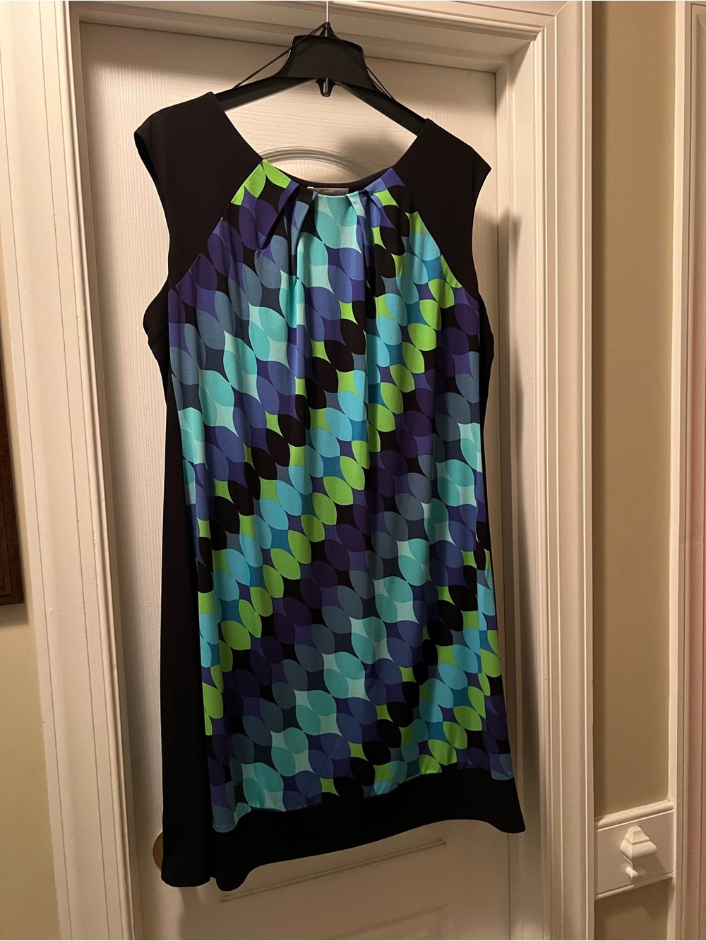 London Times Black, Teal & Navy Shift Dress
